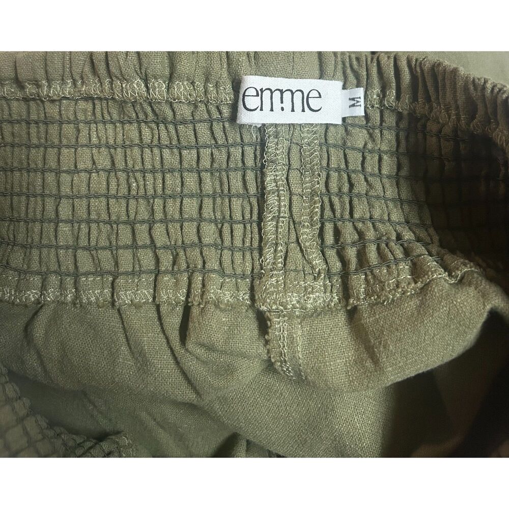 Emme Mama Maternity Transitional Pants Linen Smocked Green M - Picture 4 of 5